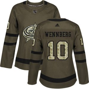 Unique Adidas Blue Jackets #10 Alexander Wennberg Green Salute to Service Women's Stitched NHL Jersey to stand out at the arena