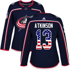 Stylish Adidas Blue Jackets #13 Cam Atkinson Navy Blue Home Authentic USA Flag Women's Stitched NHL Jersey a must - have for collectors
