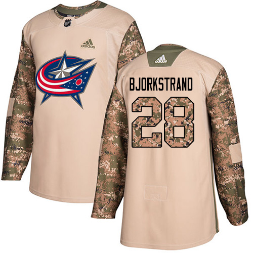 Amazing Adidas Blue Jackets #28 Oliver Bjorkstrand Camo Authentic 2017 Veterans Day Stitched NHL Jersey to stand out at the arena
