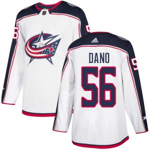 Fantastic Adidas Blue Jackets #56 Marko Dano White Road Authentic Stitched NHL Jersey to show your team spirit