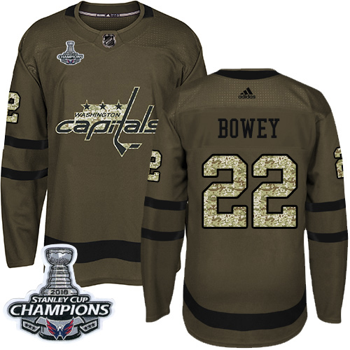 Gorgeous Adidas Capitals #22 Madison Bowey Green Salute to Service Stanley Cup Final Champions Stitched NHL Jersey a must - have for collectors