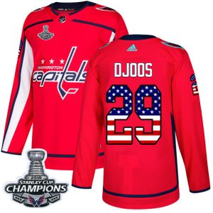 Gorgeous Adidas Capitals #29 Christian Djoos Red Home Authentic USA Flag Stanley Cup Final Champions Stitched NHL Jersey for ultimate sports enthusiasts