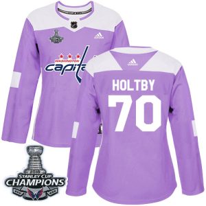 Gorgeous Adidas Capitals #70 Braden Holtby Purple Authentic Fights Cancer Stanley Cup Final Champions Women's Stitched NHL Jersey perfect for game days