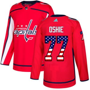 Unique Adidas Capitals #77 T.J. Oshie Red Home Authentic USA Flag Stitched Youth NHL Jersey for die - hard hockey fans