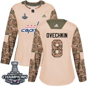 Sleek Adidas Capitals #8 Alex Ovechkin Camo Authentic 2017 Veterans Day Stanley Cup Final Champions Women's Stitched NHL Jersey for die - hard hockey fans