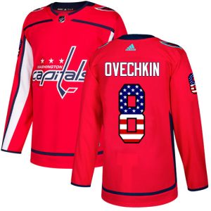 Unique Adidas Capitals #8 Alex Ovechkin Red Home Authentic USA Flag Stitched NHL Jersey to show your team spirit