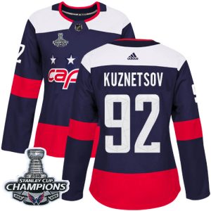 Stylish Adidas Capitals #92 Evgeny Kuznetsov Navy Authentic 2018 Stadium Series Stanley Cup Final Champions Women's Stitched NHL Jersey to show your team spirit