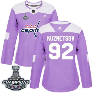Gorgeous Adidas Capitals #92 Evgeny Kuznetsov Purple Authentic Fights Cancer Stanley Cup Final Champions Women's Stitched NHL Jersey perfect for game days