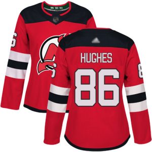 Sleek Adidas Devils #86 Jack Hughes Red Home Authentic Women's Stitched NHL Jersey to show your team spirit