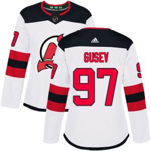 Fantastic Adidas Devils #97 Nikita Gusev White Road Authentic Women's Stitched NHL Jersey to complete your fan gear collection