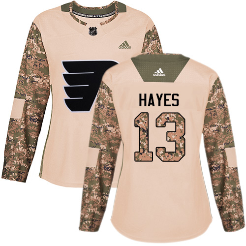 Stylish Adidas Flyers #13 Kevin Hayes Camo Authentic 2017 Veterans Day Women's Stitched NHL Jersey perfect for game days