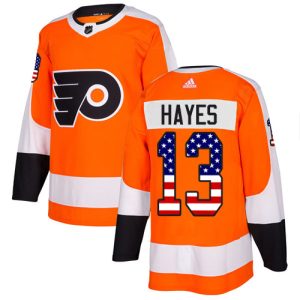 Stunning Adidas Flyers #13 Kevin Hayes Orange Home Authentic USA Flag Stitched NHL Jersey to show your team spirit