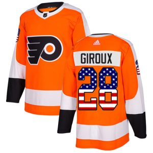 Fantastic Adidas Flyers #28 Claude Giroux Orange Home Authentic USA Flag Stitched NHL Jersey to stand out at the arena
