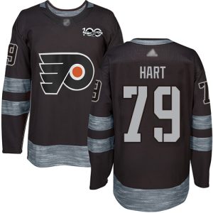 Fantastic Adidas Flyers #79 Carter Hart Black 1917 2017 100th Anniversary Stitched NHL Jersey for die - hard hockey fans