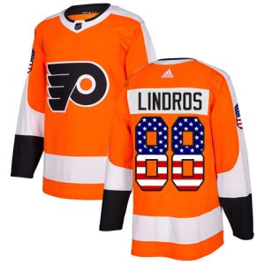 Fantastic Adidas Flyers #88 Eric Lindros Orange Home Authentic USA Flag Stitched NHL Jersey to complete your fan gear collection