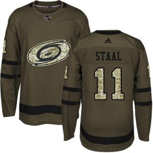 Stylish Adidas Hurricanes #11 Jordan Staal Green Salute to Service Stitched NHL Jersey to show your team spirit