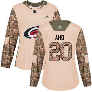 Amazing Adidas Hurricanes #20 Sebastian Aho Camo Authentic 2017 Veterans Day Women's Stitched NHL Jersey for die - hard hockey fans