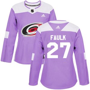 Sleek Adidas Hurricanes #27 Justin Faulk Purple Authentic Fights Cancer Women's Stitched NHL Jersey for die - hard hockey fans