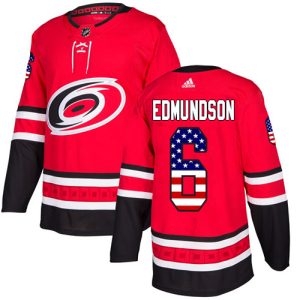 Fantastic Adidas Hurricanes #6 Joel Edmundson Red Home Authentic USA Flag Stitched NHL Jersey to complete your fan gear collection