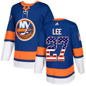 Unique Adidas Islanders #27 Anders Lee Royal Blue Home Authentic USA Flag Stitched Youth NHL Jersey perfect for game days