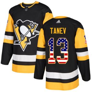 Unique Adidas Penguins #13 Brandon Tanev Black Home Authentic USA Flag Stitched NHL Jersey to stand out at the arena