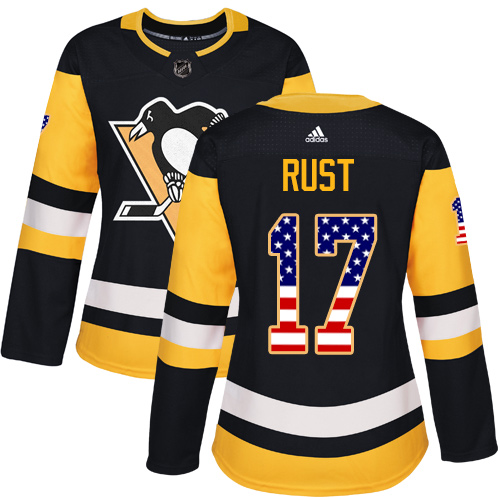Impressive Adidas Penguins #17 Bryan Rust Black Home Authentic USA Flag Women's Stitched NHL Jersey perfect for game days