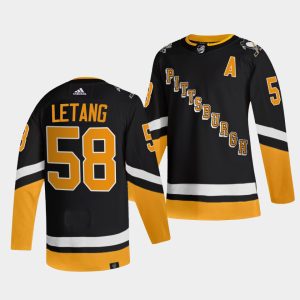 Unique Adidas Penguins #58 Kris Letang Men's 2021 22 Alternate Authentic NHL Jersey Black to show your team spirit