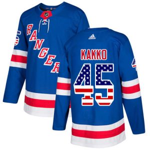Stunning Adidas Rangers #45 Kappo Kakko Royal Blue Home Authentic USA Flag Stitched Youth NHL Jersey to complete your fan gear collection