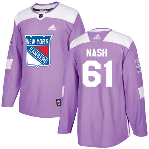 Fantastic Adidas Rangers #61 Rick Nash Purple Authentic Fights Cancer Stitched Youth NHL Jersey to complete your fan gear collection