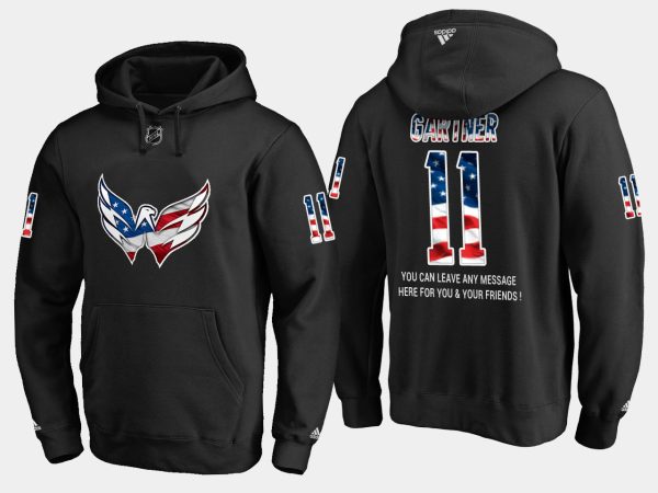Impressive Capitals #11 Mike Gartner NHL Banner Wave Usa Flag Black Hoodie to stand out at the arena