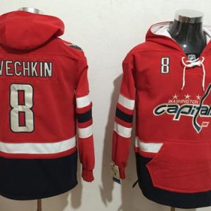 Sleek Capitals #8 Alex Ovechkin Red Name & Number Pullover NHL Hoodie for die - hard hockey fans