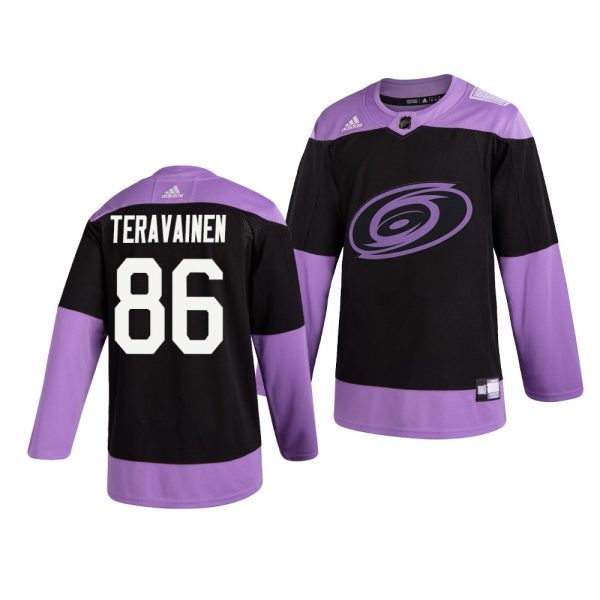 Sleek Carolina Hurricanes #86 Teuvo Teravainen Adidas Men's Hockey Fights Cancer Practice NHL Jersey Black for die - hard hockey fans