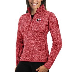 Impressive Carolina Hurricanes Antigua Women's Fortune 1/2 Zip Pullover Sweater Red perfect for game days