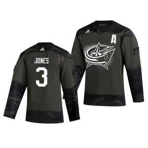 Amazing Columbus Blue Jackets #3 Seth Jones Adidas 2019 Veterans Day Men's Authentic Practice NHL Jersey Camo to show your team spirit