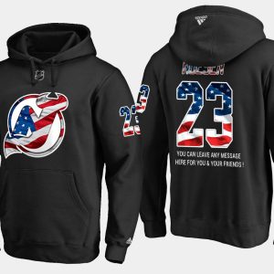 Sleek Devils #23 Stefan Noesen NHL Banner Wave Usa Flag Black Hoodie a must - have for collectors
