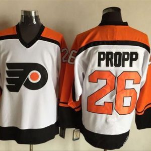 Amazing Flyers #26 Brian Propp White/Black CCM Throwback Stitched NHL Jersey to complete your fan gear collection