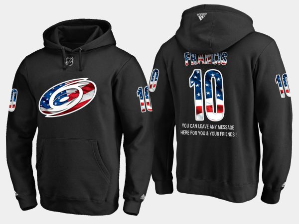 Impressive Hurricanes #10 Ron Francis NHL Banner Wave Usa Flag Black Hoodie perfect for game days
