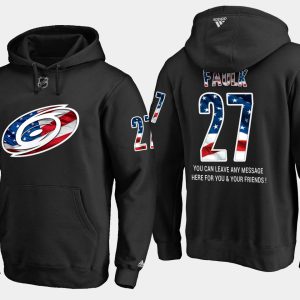 Unique Hurricanes #27 Justin Faulk NHL Banner Wave Usa Flag Black Hoodie a must - have for collectors