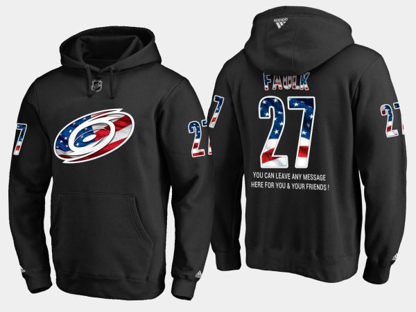 Unique Hurricanes #27 Justin Faulk NHL Banner Wave Usa Flag Black Hoodie a must - have for collectors