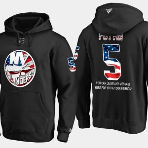 Amazing Islanders #5 Denis Potvin NHL Banner Wave Usa Flag Black Hoodie for die - hard hockey fans
