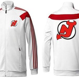 Stylish NHL New Jersey Devils Zip Jackets White 2 for ultimate sports enthusiasts