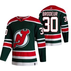 Amazing New Jersey Devils #30 Martin Brodeur Green Men's Adidas 2020 21 Reverse Retro Alternate NHL Jersey to show your team spirit