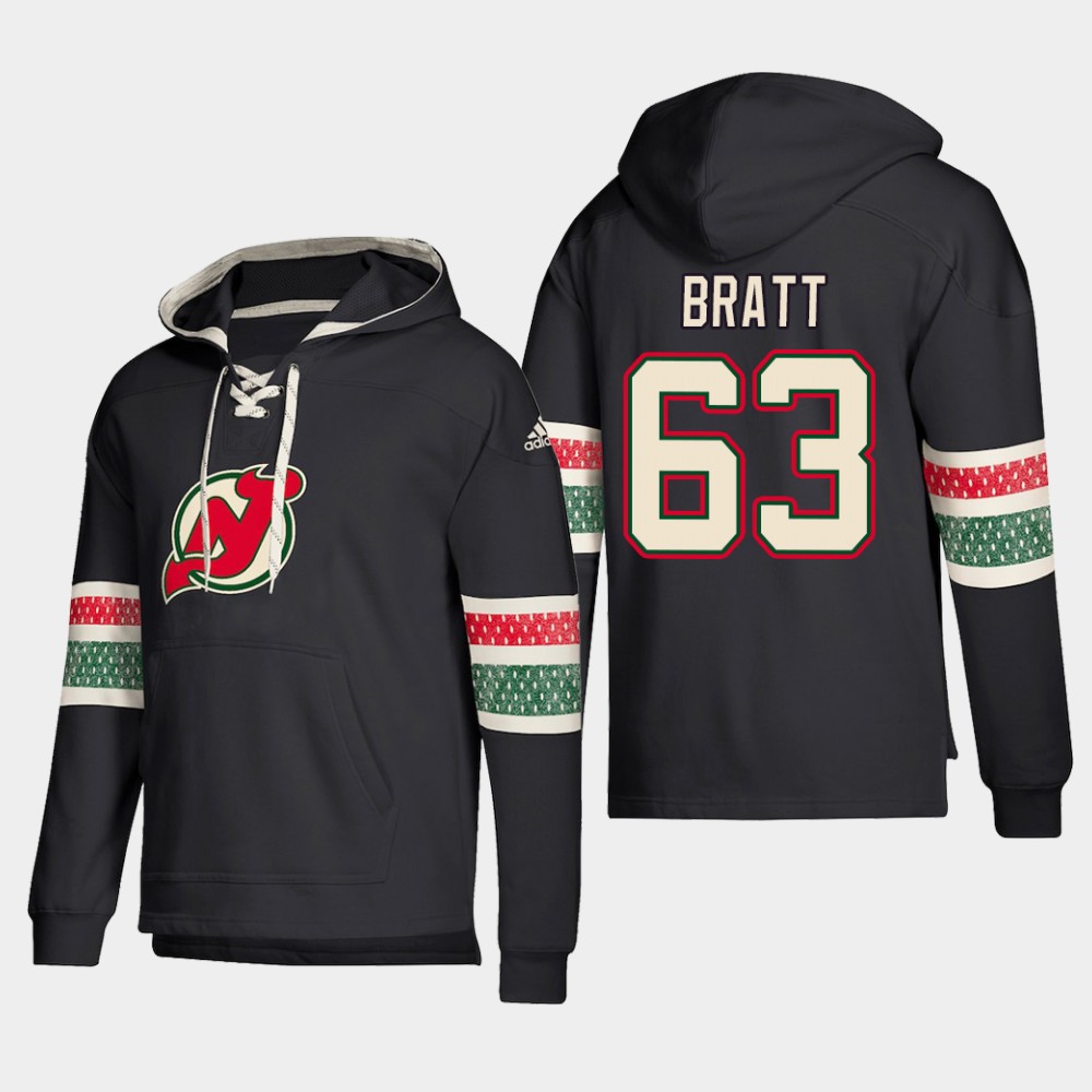 Unique New Jersey Devils #63 Jesper Bratt Black adidas Lace Up Pullover Hoodie for die - hard hockey fans