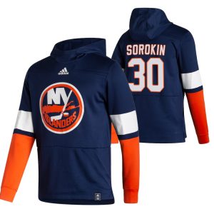 Fantastic New York Islanders #30 Ilya Sorokin Adidas Reverse Retro Pullover Hoodie Navy to stand out at the arena