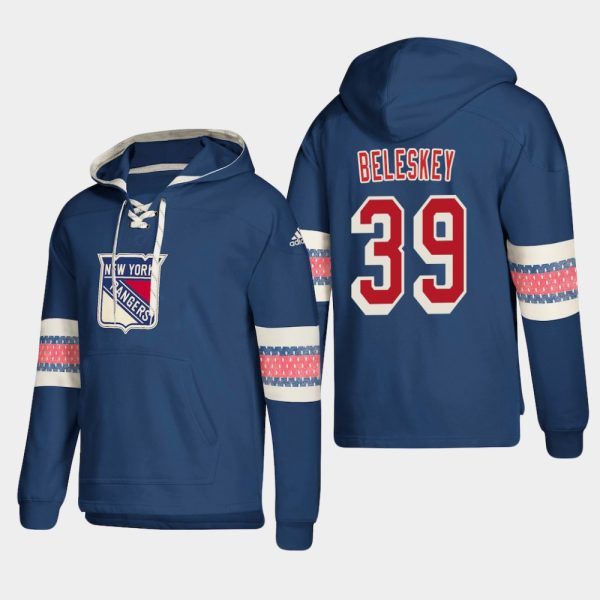 Stylish New York Rangers #39 Matt Beleskey Blue adidas Lace Up Pullover Hoodie for ultimate sports enthusiasts