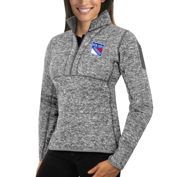 Fantastic New York Rangers Antigua Women's Fortune 1/2 Zip Pullover Sweater Black a must - have for collectors