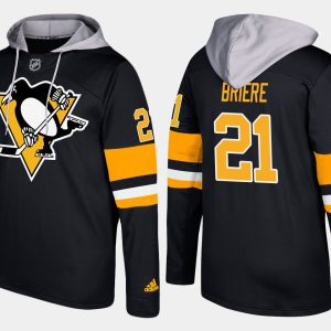 Impressive Penguins #21 Michel Briere Black Name And Number Hoodie to stand out at the arena