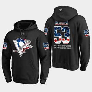 Stunning Penguins #53 Teddy Blueger NHL Banner Wave Usa Flag Black Hoodie to show your team spirit