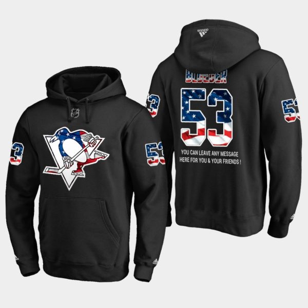 Stunning Penguins #53 Teddy Blueger NHL Banner Wave Usa Flag Black Hoodie to show your team spirit