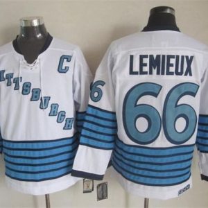 Unique Penguins #66 Mario Lemieux White/Light Blue CCM Throwback Stitched NHL Jersey to show your team spirit
